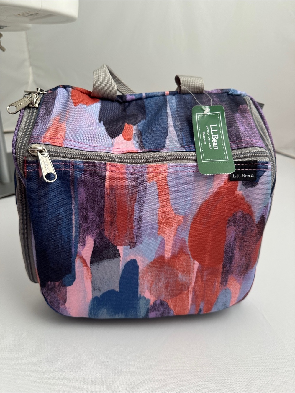 LL Bean abstract multicolor personal travel toiletry hanging organizer